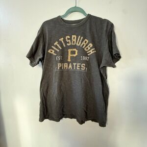 Banner 47 Pittsburgh Pirates EST 1887 Graphic T Shirt Mens Medium Gray Cotton